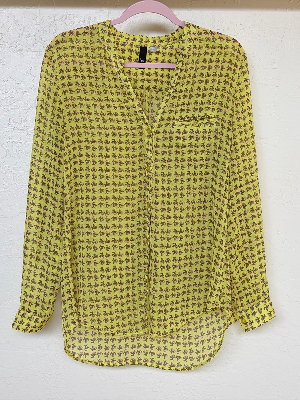 KUT Floral Button-Up Sheer Blouse